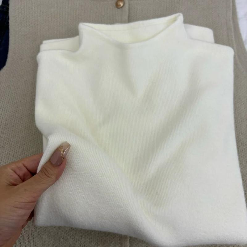 Casual Turtleneck Knitted Long-sleeved Base Shirt Women's Winter Autumn Solid Slim Warm Sweater Korean Version Simple Tops Underwear