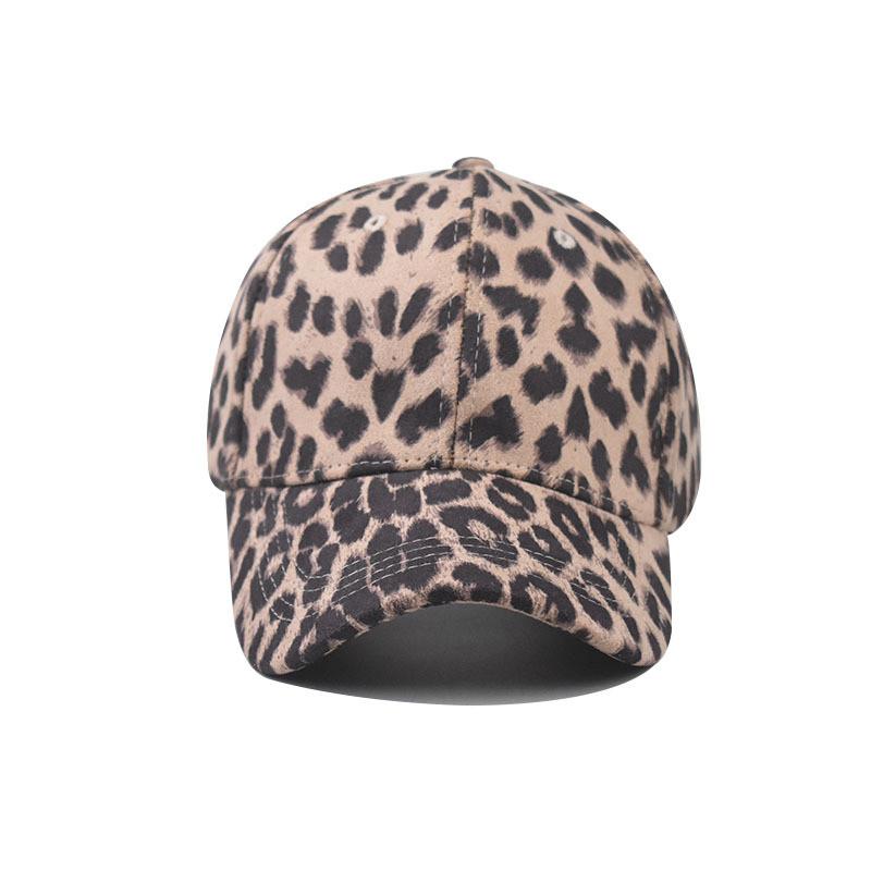 Cotton Pattern Leopard Baseball Cap Unisex Curved Brim Sun Hat For Casual Wear