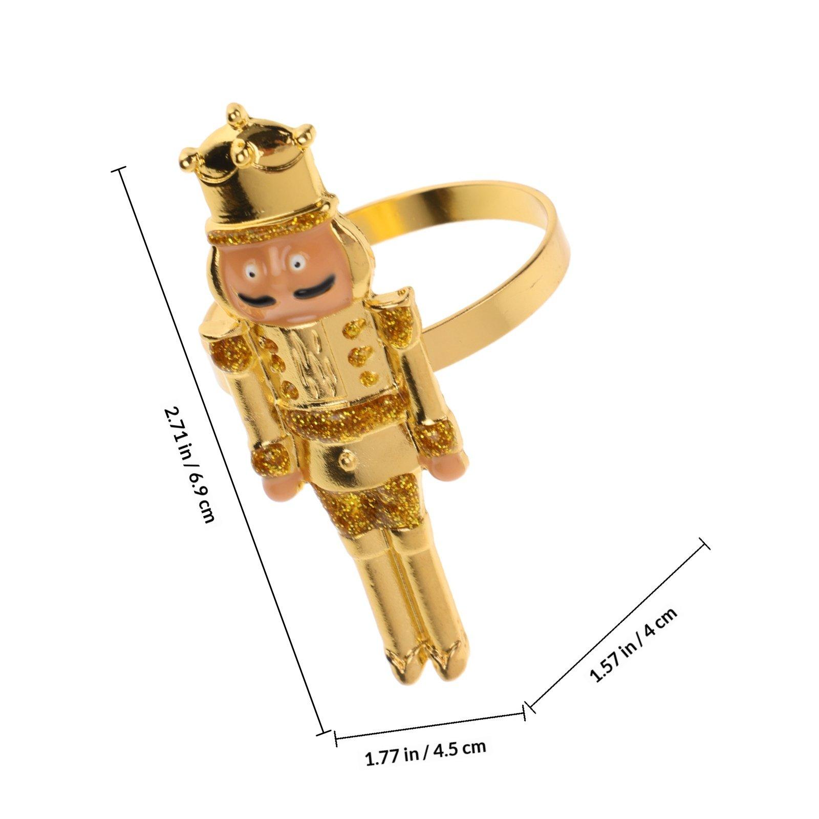 4Pcs Nutcracker Shaped Napkin Ring Alloy Christmas Napkin Holder Table Decoration for Holiday Party Wedding Thanksgiving Dinner золотистый