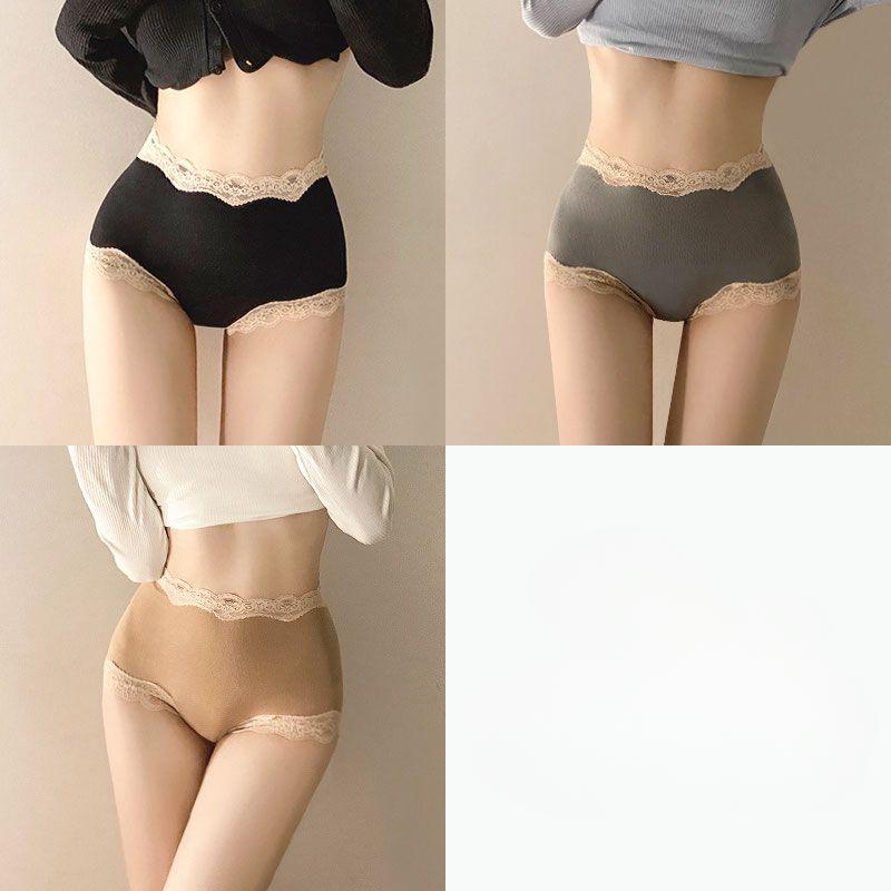 

3PCS Women s Tummy Hips High Waist Comfortable Underwear Sexy Lace and Lace Women s Triangle XL