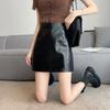 Women's High Waisted Faux Leather A Line Mini Skirt