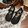Lazy Wind Inner Height Increase Hollow Breathable Bag Head Half Slippers Women Summer Wear a Pedal Mary Jane Flat Bottom Fishing Net Shoes