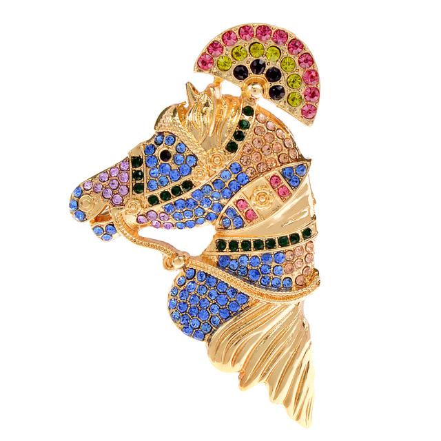 

Броши в виде лошади со стразами для женщин, модные булавки в виде животных для мужского пальто, ювелирные изделия, доступные цвета, модные аксессуары для вечеринок синий