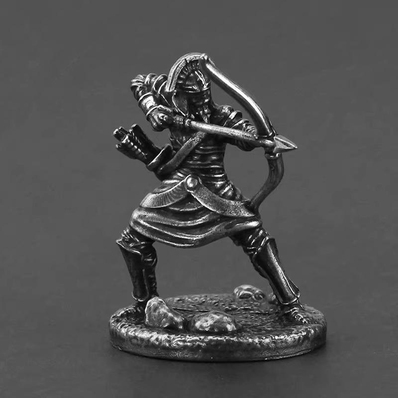 Vintage Egyptian Mummy Warrior Handmade Cupronickel Soldier Figurine for Tabletop Game, Car Decor, Collectible Gift for Men