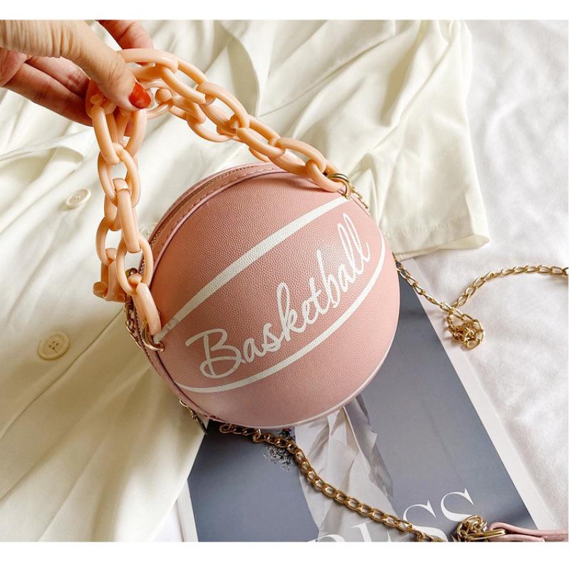 Tooxika Damen Neue runde Basketball-Handtasche mit Ball, vielseitige Umhängetasche, kleine Tasche