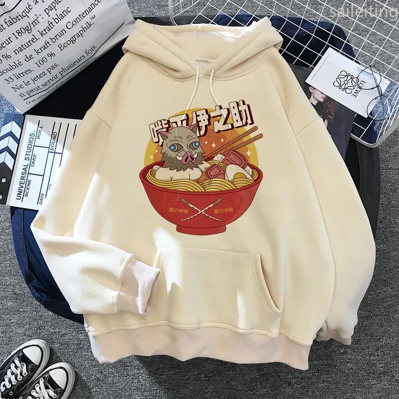 Japan Anime Demon Slayer Hoodies Japanese Casual Kangaroo Pocket Hoodie Harajuku Cartoon Manga Khaki Pullovers Aesthetic Clothes
