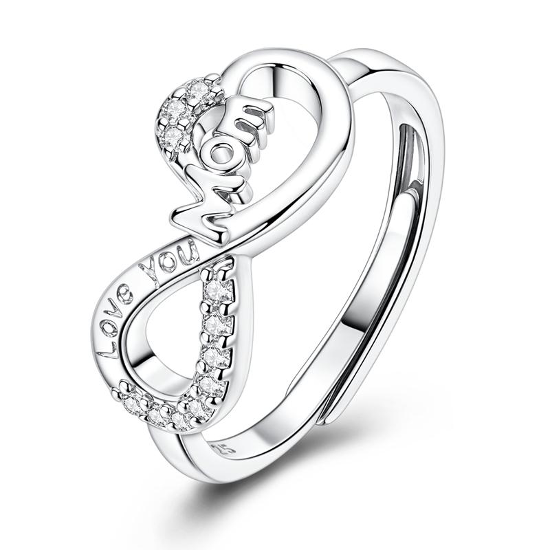 Clover Adjustable Ring 925 Silver Rotating Cherry Blossom Flower Open Rings For Women Wedding Jewelry Gift