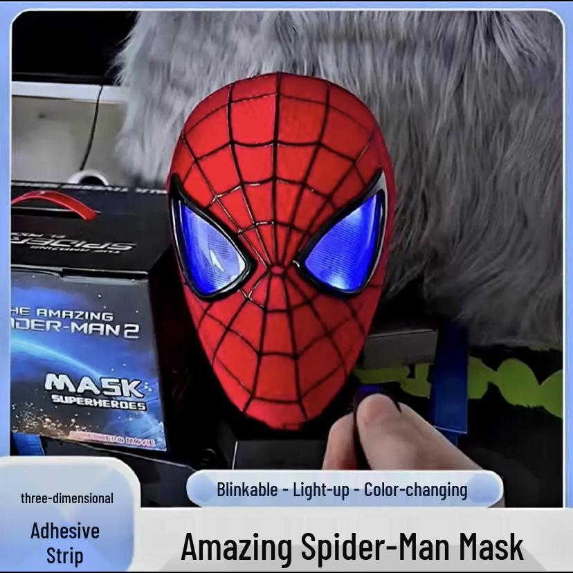 Electrically Blinking Spider-Man Mask with Light-Up Eyes - Perfect for Christmas Cosplay
