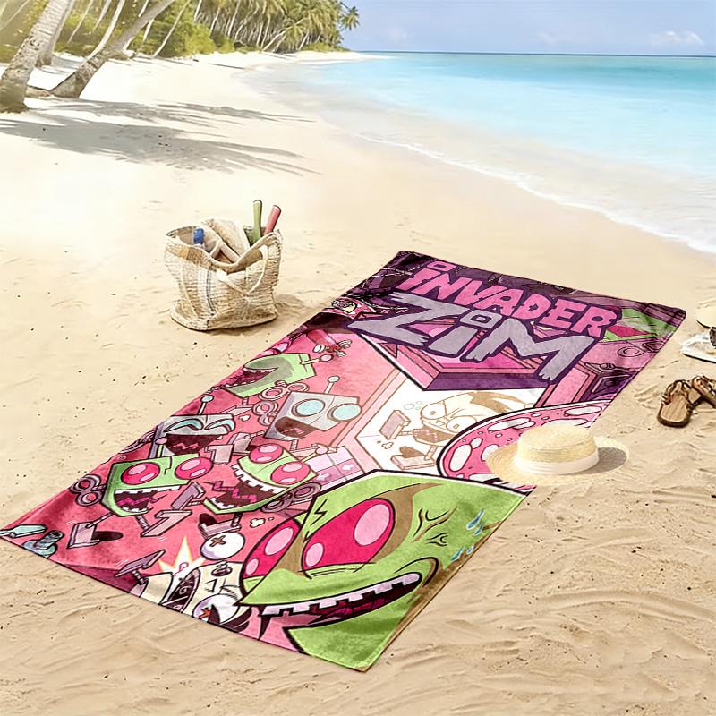 Invader Zim 2D Flat Print Beach Towel, Large Soft Quick Dry Towel for Beach Camping SwimmingZSTJ0915050