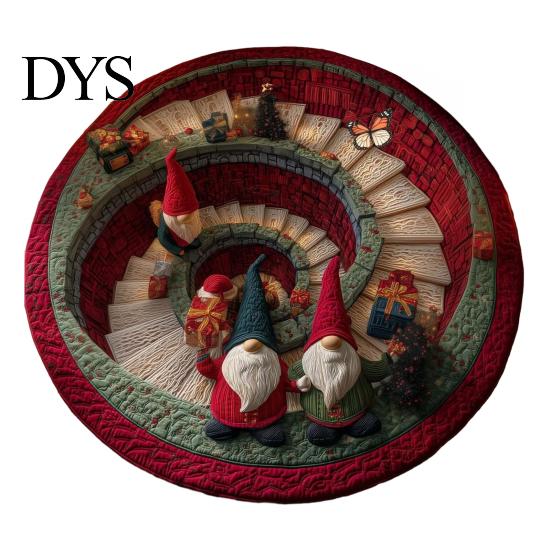 Tapis de zone de vacances Noël Tapis 3D, Tapis rond décoratif à illusion Tapis optique Tapis de sol, Festif pour la décoration intérieure de la maison Salon Doux Confortable