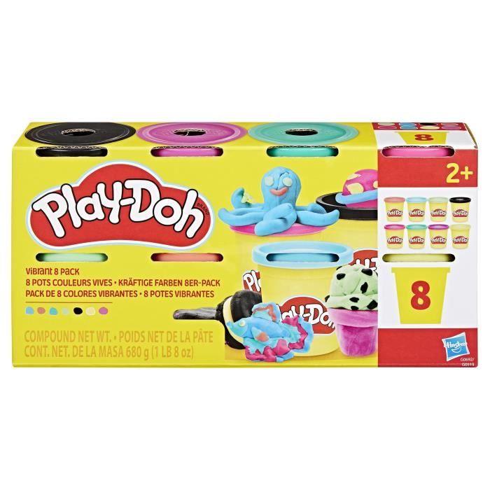 Play-Doh 8 pots couleurs vives, pots de pâte à modeler de 85 g