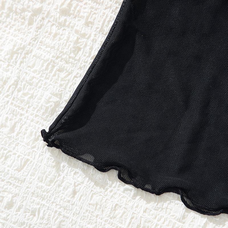 Intimo sexy trasparente per donna, maglietta a maniche lunghe con collo alto, top a rete attillato sexy per donna, maglietta a maniche lunghe per donna