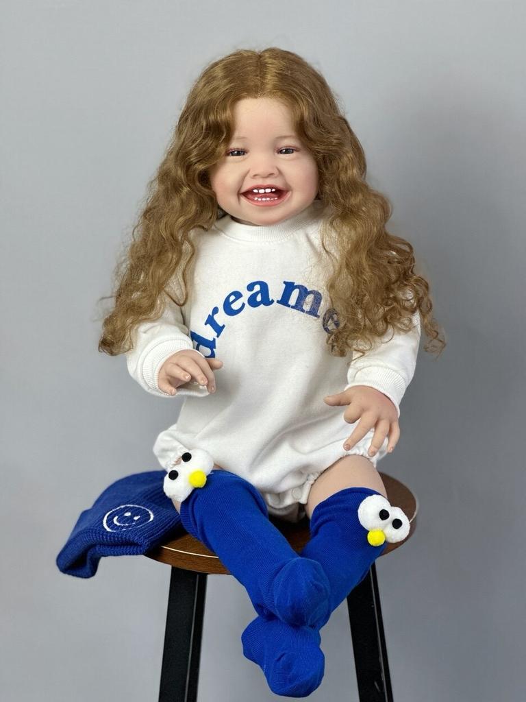 BZDOLL Lebensechte 60 CM 24 Zoll Reborn Baby Lächelnde Puppe Lebendig Weiches Silikon Neugeborene Prinzessin Kleinkind Bebe Artist Collection Mädchen Geburtstagsgeschenk