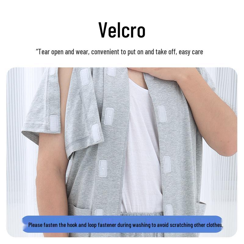 Summer Short Sleeve Cotton Clothing for Bedridden & Post-Op Patients