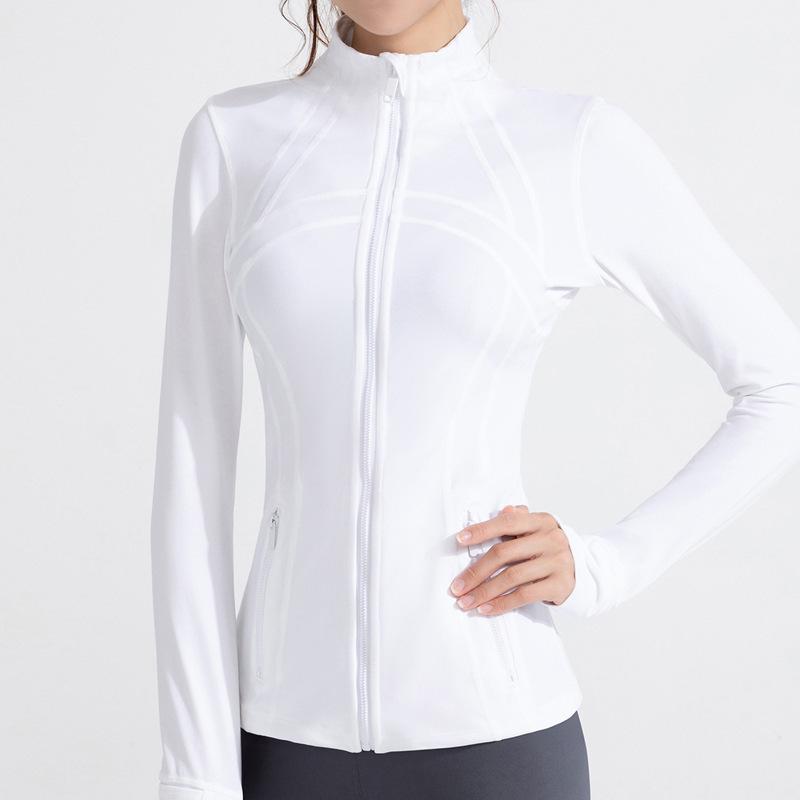 Dámská přiléhavá kardiganová bunda se stojáčkem a zipem na podzimní jógu