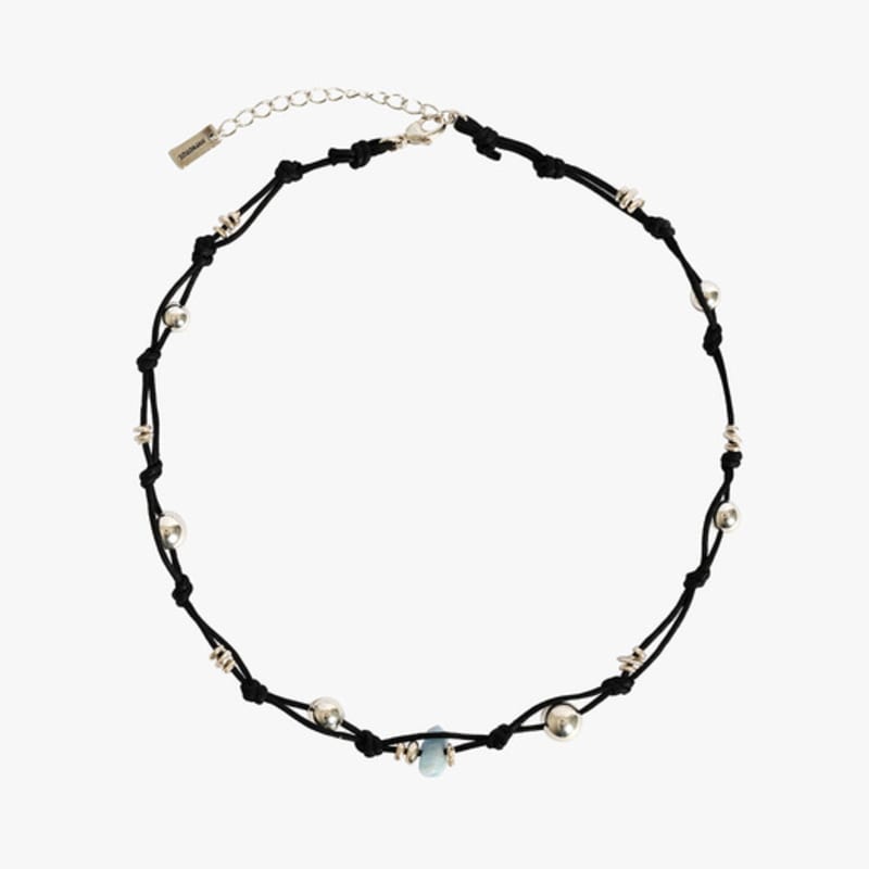 

HYPNOTIZE SILVER BALL STRING NECKLACE_BLACK ONE