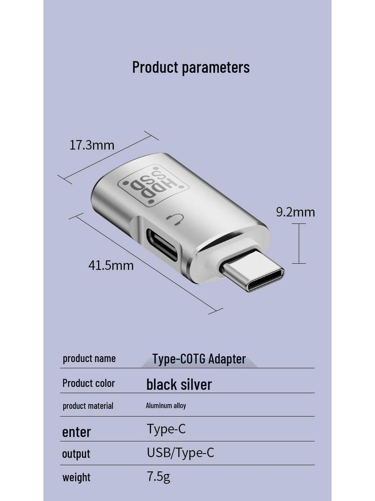 USB-C OTG Adapter for Charging and Earphones, Compatible with Apple 15 & Huawei Android Phones, PD 10W Support.