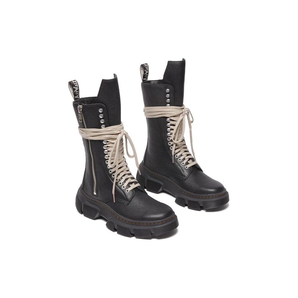 Rick Owens X Dr. Martens Leather Comfortable Lightweight Ankle Boots Women ankle boots Black 31750001X