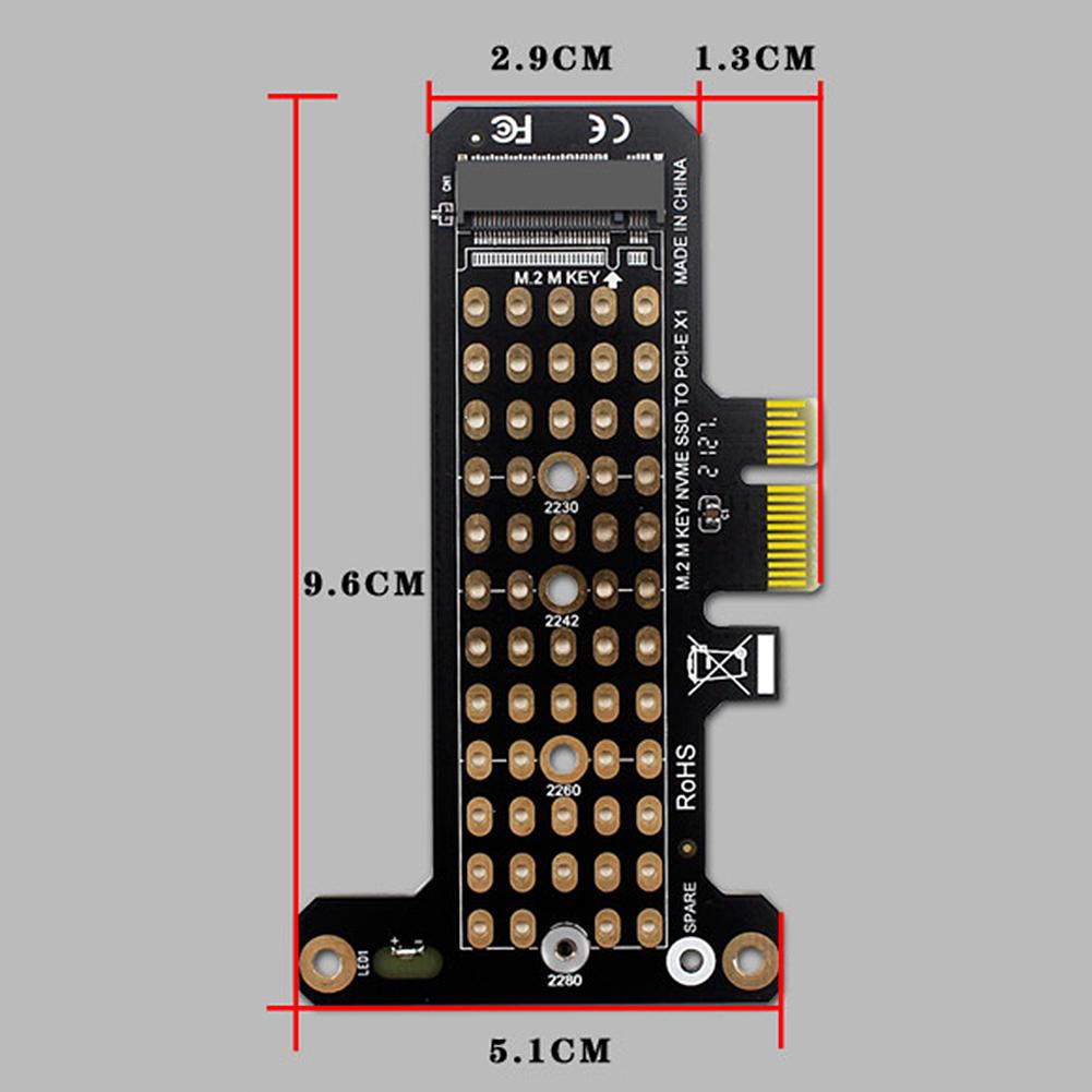M.2 NVME To PCIe4.0 X1 Hard Disk Adapter Card Support PCIe X1 X4 X8 X16 Interface with Heat Sink for SSD 2230/2242/2260/2280