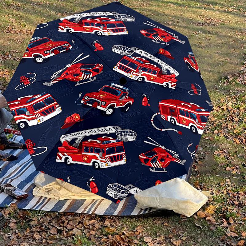 1PC firetruck fire hydrantAutomatic Open/Close Umbrella with Windproof, 8-Rib Sturdy Canopy, Durable Ribs, Fashionable Design, Outdoor Accessory, Fun