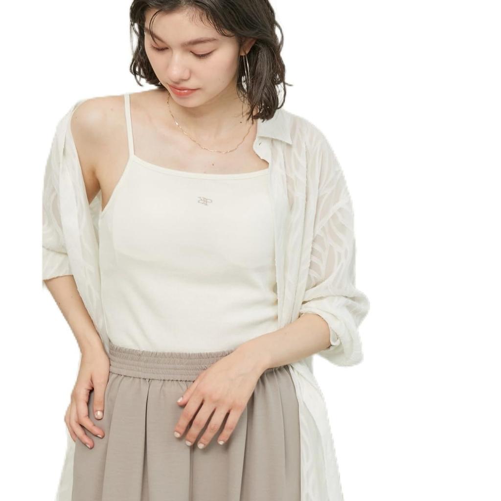 ROPE PICNIC Camisole with Embroidered Logo and Women's Cups, Off-White (16)