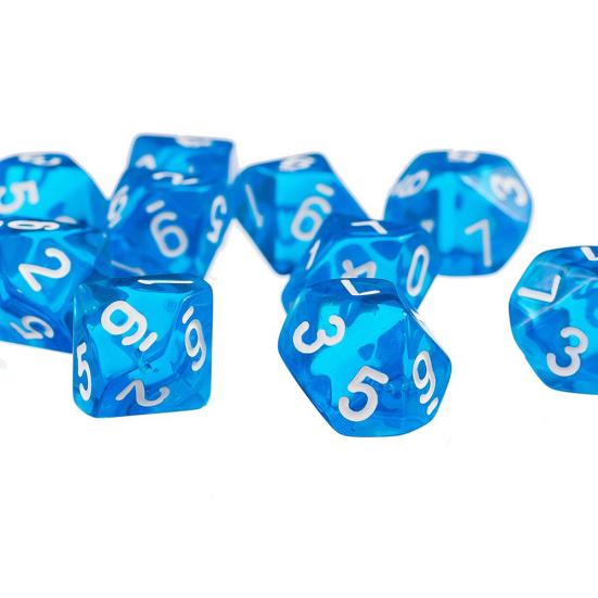 10Pcs Transparent Polyhedral D10 Multicolor Dice Game Party Pub Supplies Gift