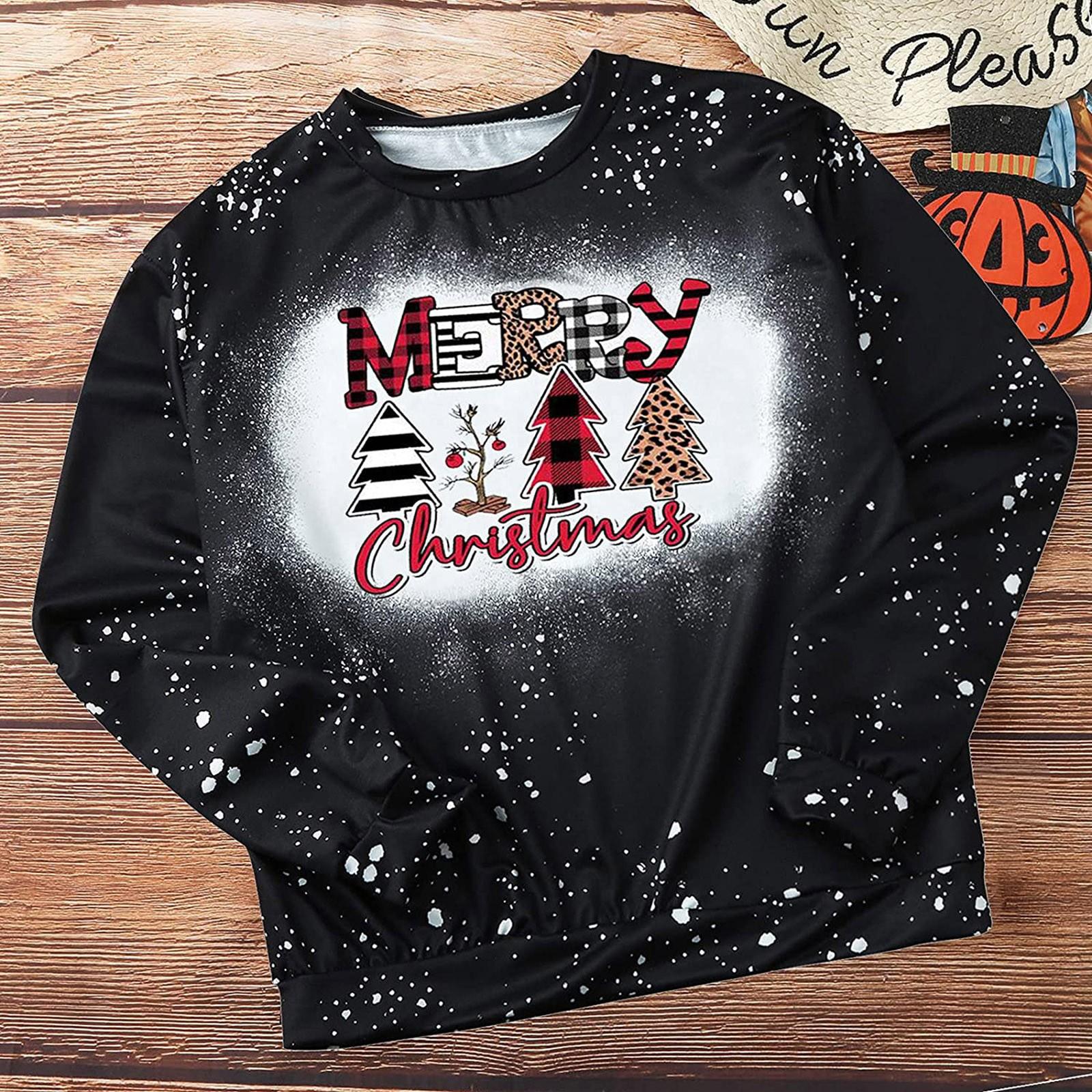 

Folulus женский зимний повседневный модный свитер с круглым вырезом и длинными рукавами с рождественским принтом