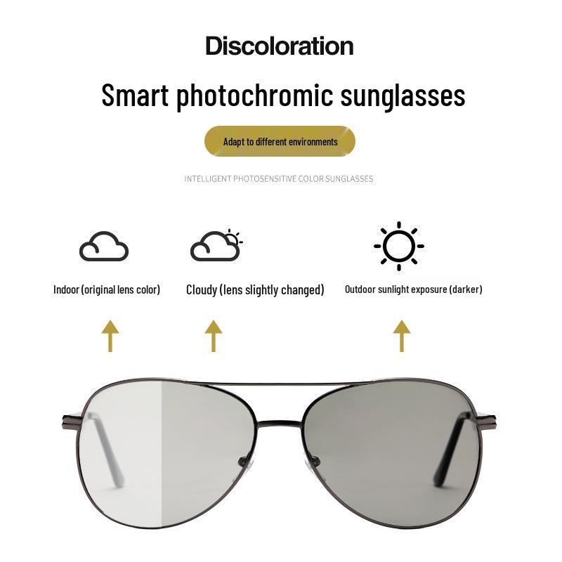 Men's Square Foldable Color-Changing Polarized Sunglasses with UV Protection for Driving and Fishing