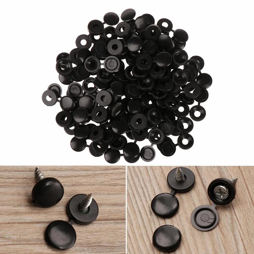100pcs Hinged Plastic Screw Cap Cover Nuts Fold Snap Protective Cap Button For Car Furniture Decorative Nuts Bolts Hardware