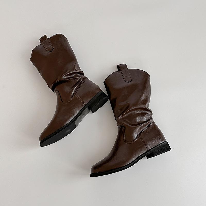 

Короткие ботинки в западном придворном стиле, ботинки Мартин средней длины, осенняя мода, универсальные кожаные ботинки, ретро-тренд, остроносые одинарные ботинки 40 коричневый