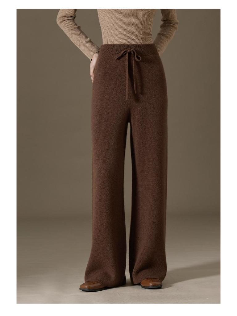 2024 Autumn/Winter Women's 100% Pure Cashmere Wide-Leg Knitted Pants