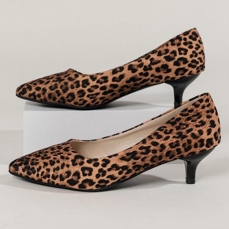 

Весна-лето. Женские туфли на высоком каблуке с леопардовым принтом. Сексуальные туфли на шпильках с острым носком. Удобная женская рабочая обувь на среднем каблуке высотой 5 см. 37