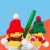 10pcs Mini Christmas Hat Pompoms-Red,White Design with Green Accents,Perfect for DIY Crafts,Christmas Tree Decorations