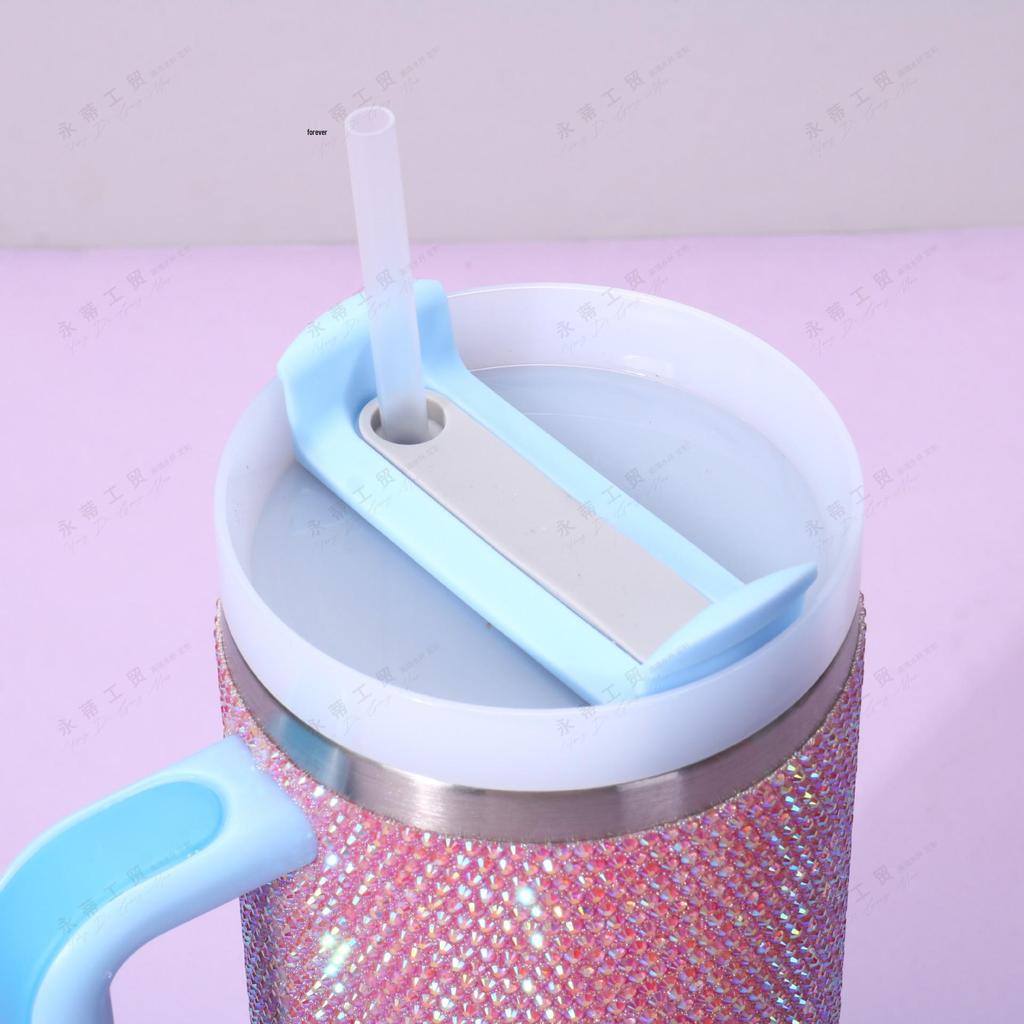 Rhinestone 40oz Stainless Steel Insulated Car Cup with Handle