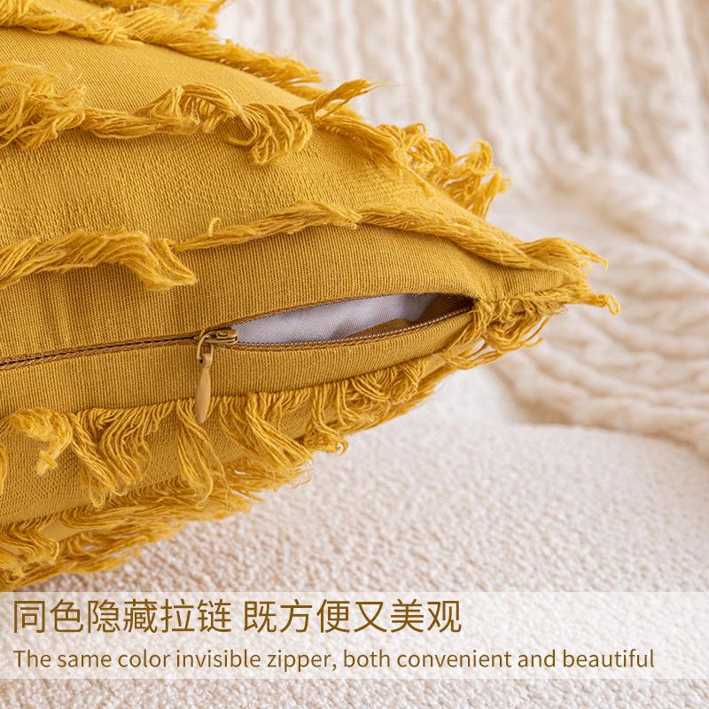 Bohemian Style Cotton Linen Pillowcase Ins Style Pillow Without Core Cut Flower Fringe Sofa Cushion