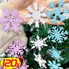 12-120pcs Christmas Snowflake Hanging Ornaments Xmas Tree Home Decor Glitter White Snowflake Pendents Navidad New Year Supplies