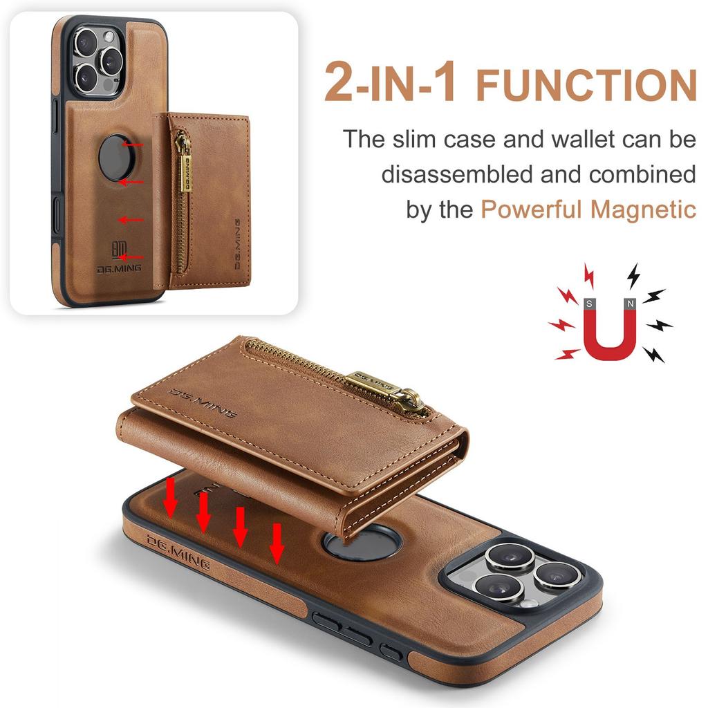Hot 2 In 1 Luxury Leather Wallet Phone Case Cover for iPhone 16 Pro Max Shockproof with Credit Card Cover for Men Business Case