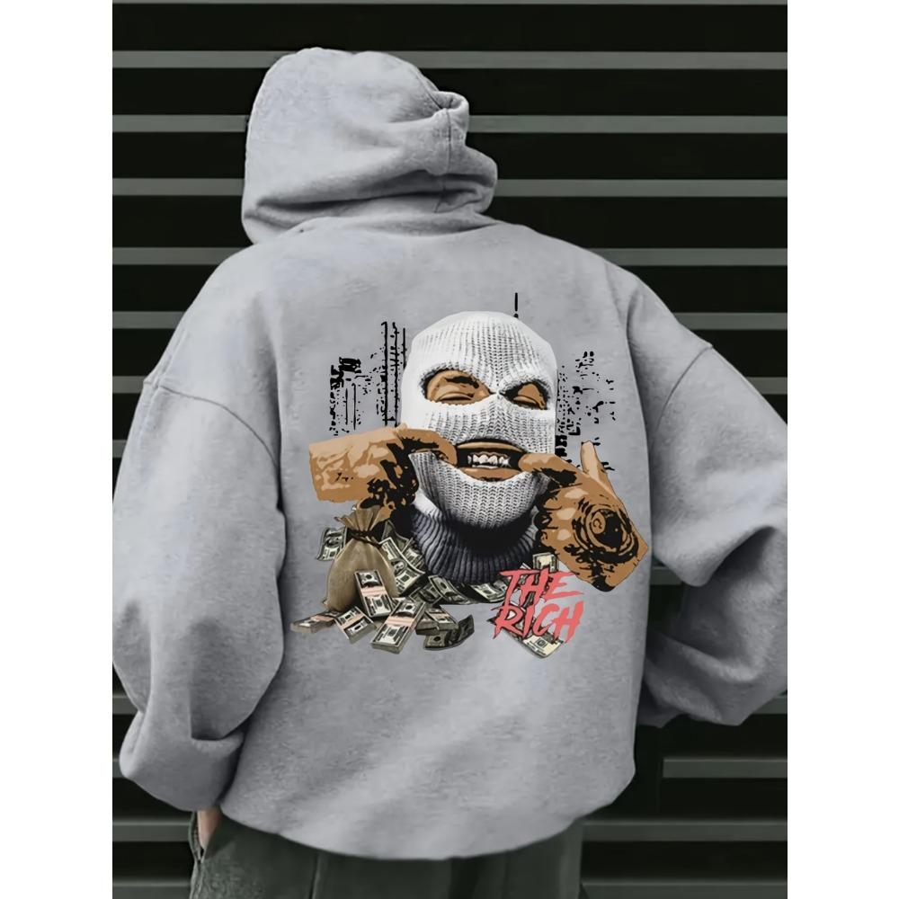 Sweat à capuche tendance hip-hop pour homme automne, impression de personnage personnalisée, doux et confortable, haut style rue extérieur