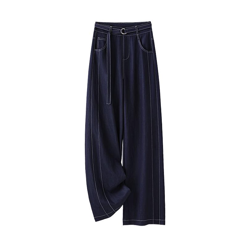 Ice Silk Women's Wide-Leg Jeans: Summer 2025 High-Waist, Loose, Long, Thin, Straight-Leg Casual Pants