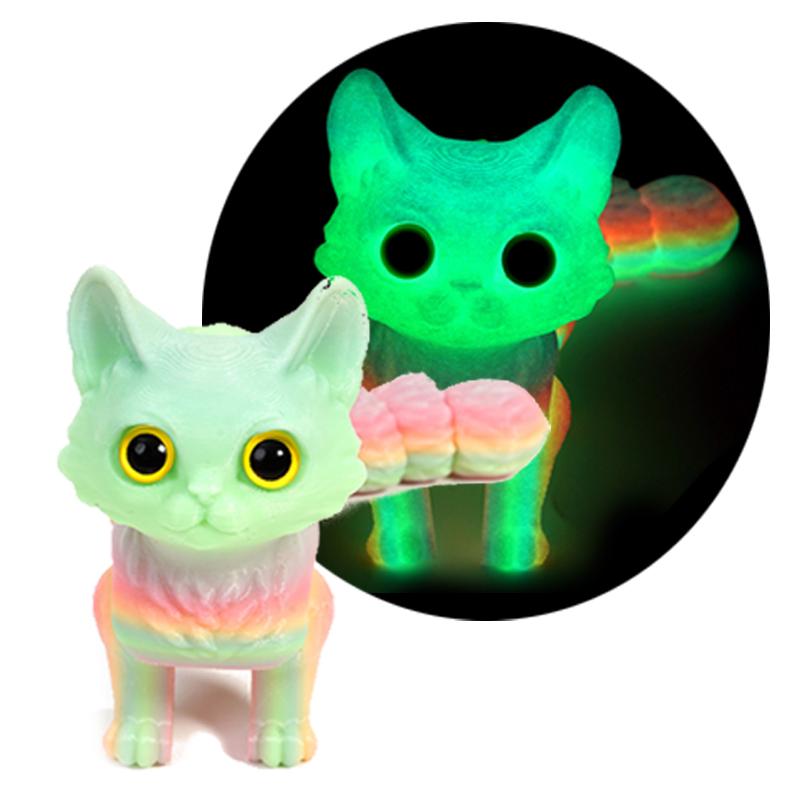 3D Printed Cute Cats Movable Joint Fidget Toys Stress Relief Decompression Desktop Ornament Kid Figure Toy for Adults Kids Gift