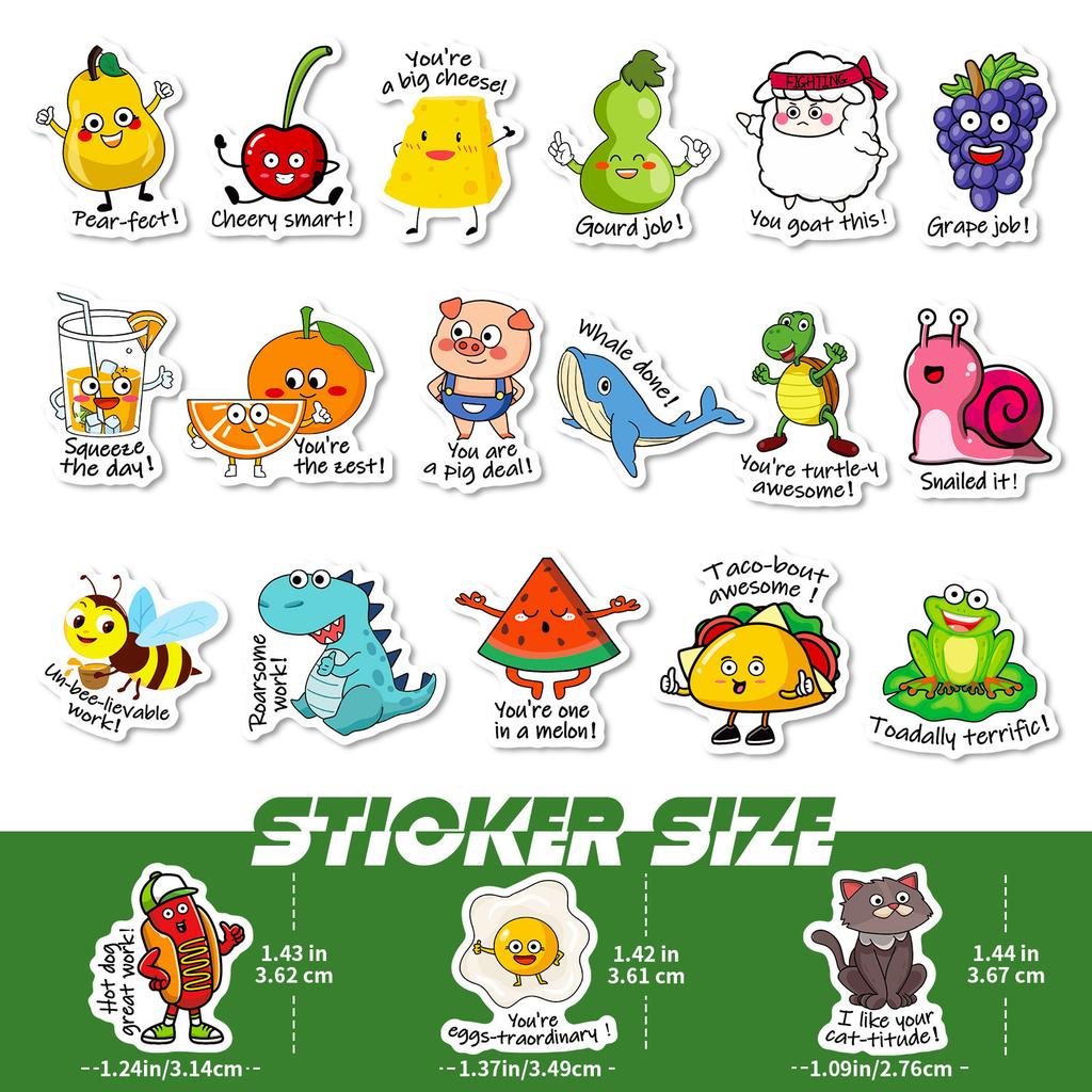 100 Pun Homophone Stickers Children's Fun Game Stickers Kindergarten English-style Cartoon Decoration