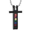 European and American Colorful Cross Rainbow Seven-color Splicing Versatile Titanium Steel Couple Pendant Necklace for Women