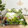 Green Plants Queen Sheet Set Girl, Lady's Room Leaf Bedding Set Bed Sheets And Pillowcases Bedding Flat Sheet Bed Sheet Set