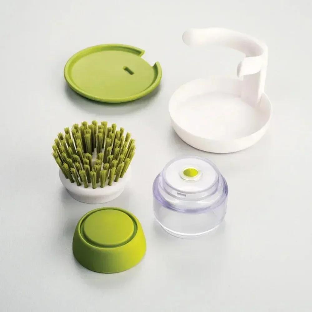Kitchen Pot Cleaning Brush Universal Automatic Liquid-Adding Pot Brush Kitchen Dishwashing Non Stick Oil With Holder Household