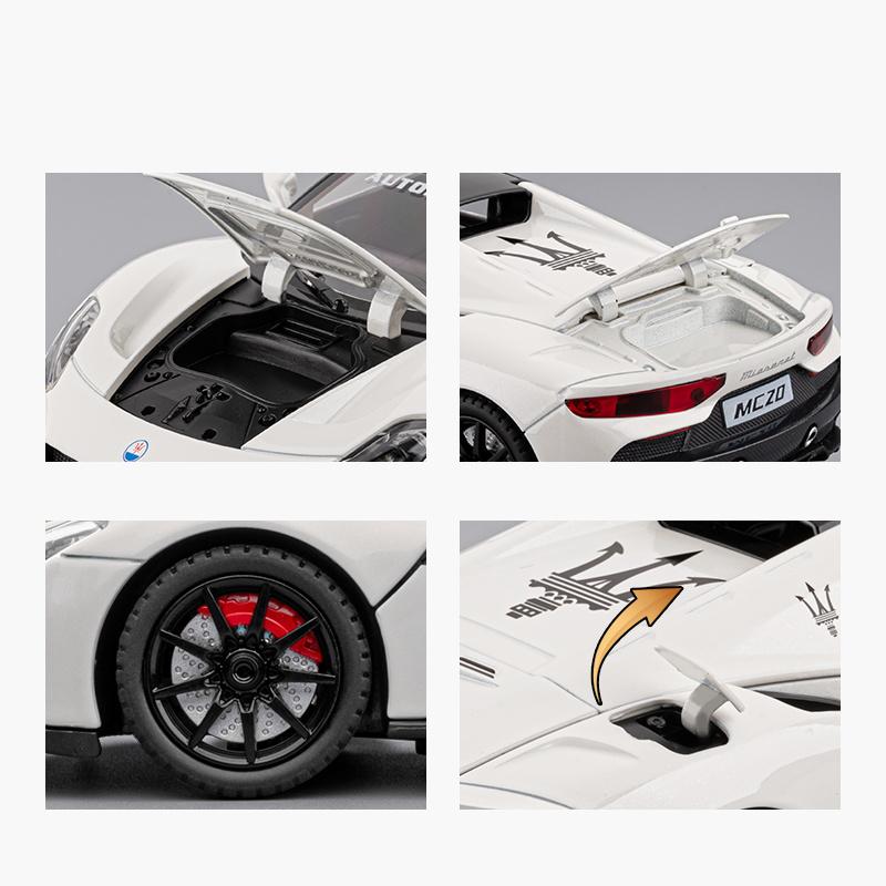 1/24 Maserati MC20 Convertible Sports Car Alloy Diecast Model Car Sound & Light Pull Back Collectibles Hobby Decoration Birthday