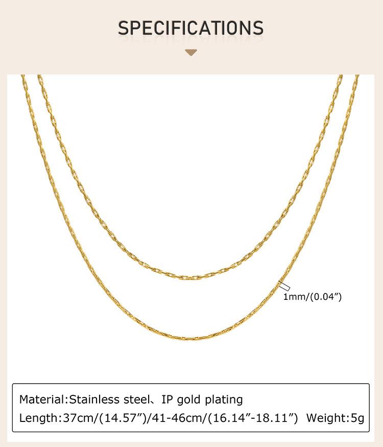 Double-layered Chain Necklace Stainless Steel for Women Simple Everyday Jewelry