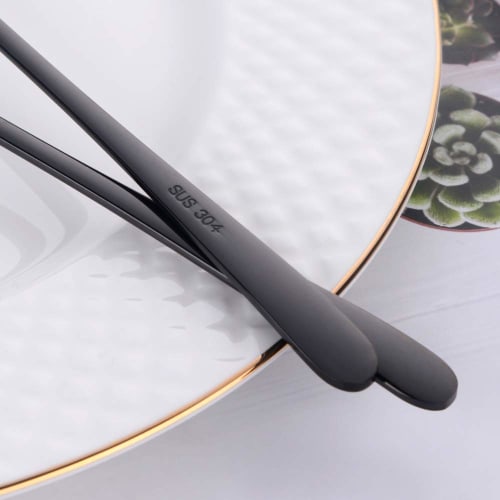 Do Buy Korean Cutlery Set for 2, Chopsticks, Spoon, and Fork, 18-8 Stainless Steel with a Mirror Finish, Black