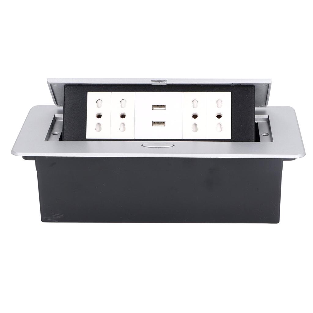 Power Socket Box 4 Switzerland Standard 3 Hole Outlets USB Ports Up Embedded Receptacle Box