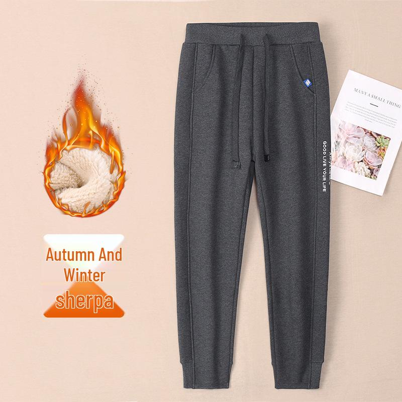 GAGN2025 Women's Fleece Lined Embroidery Sweatpants - Autumn/Winter Cuffed Joggers