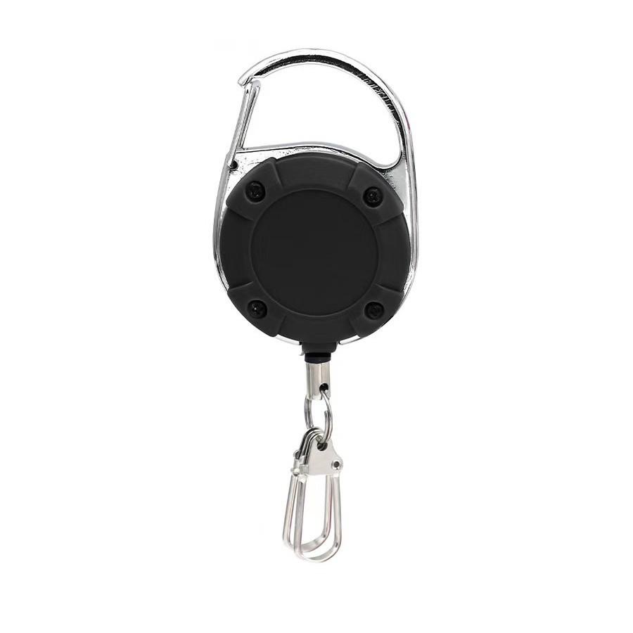 Retractable Metal ID Card Lanyard with Zinc Alloy Keychain and ABS Pull Cord
